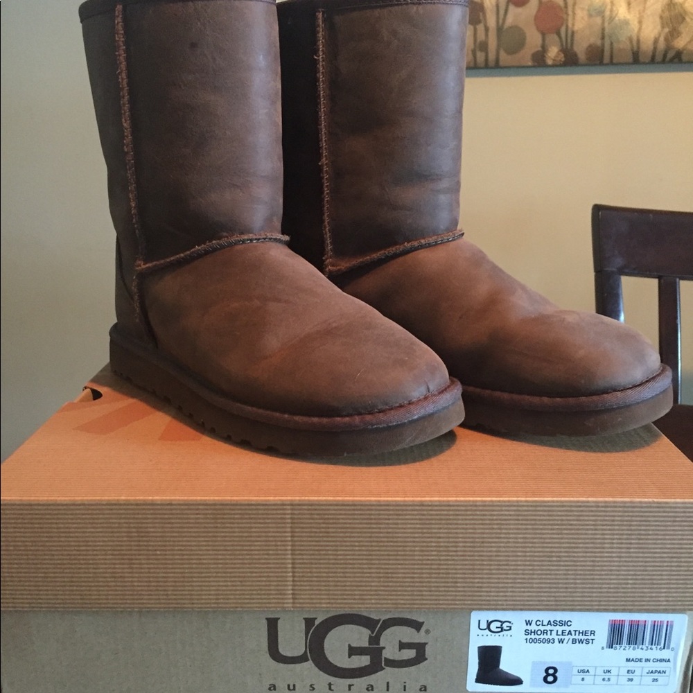 UGG Classic Short Leather (not suede) Brownstone 8